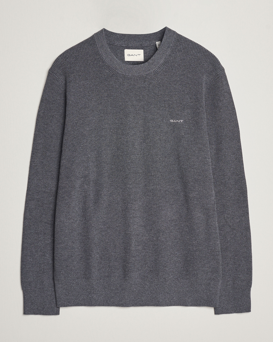 Heren | Truien | GANT | Cotton/Wool Rib Knitted Crew Neck Antrachite Melange