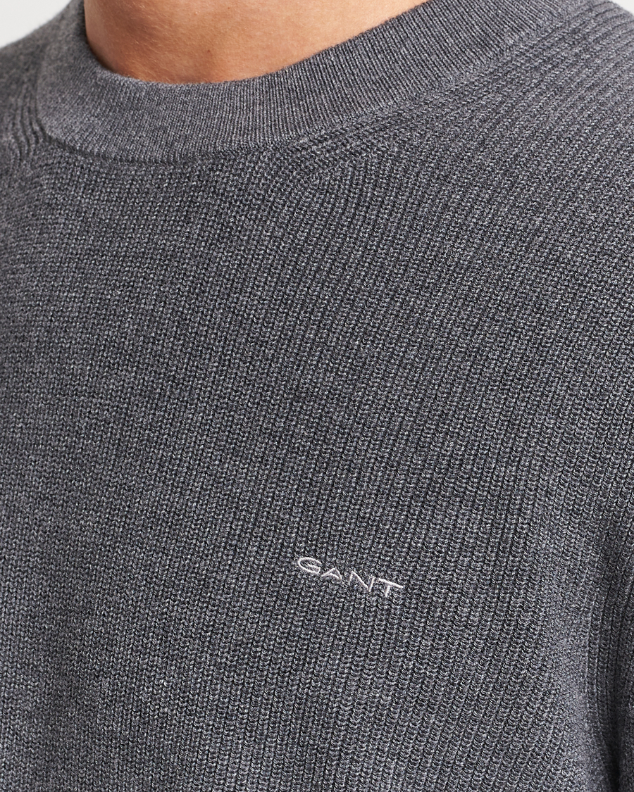 Heren | Truien | GANT | Cotton/Wool Rib Knitted Crew Neck Antrachite Melange
