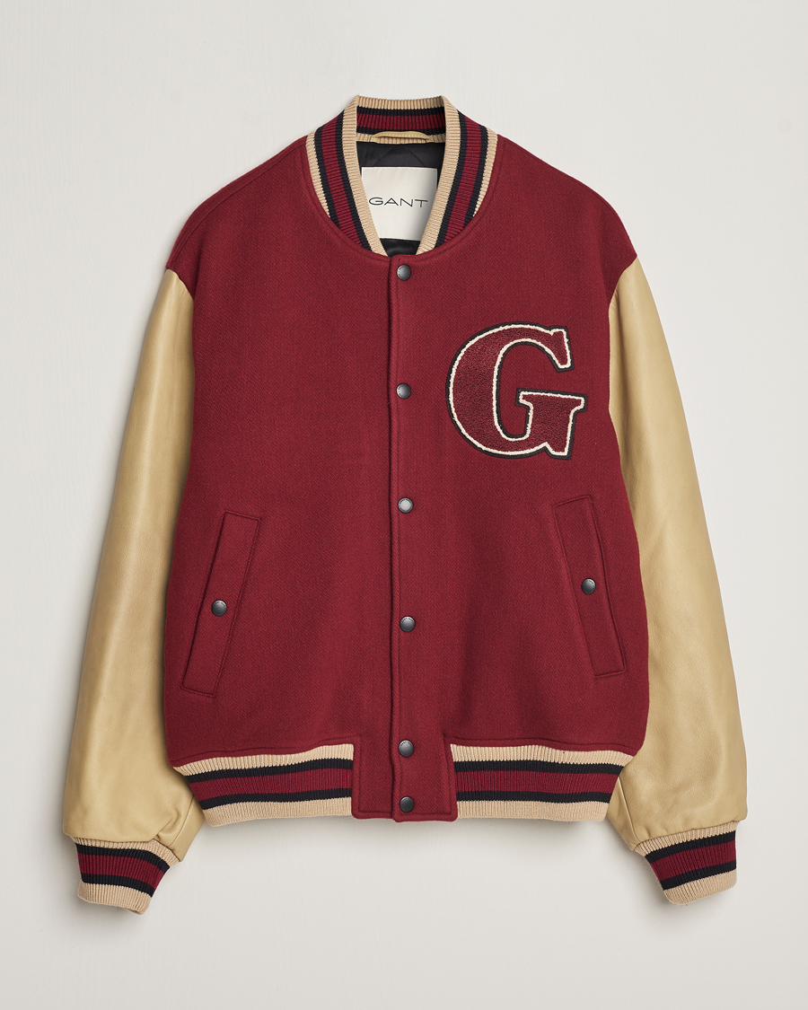 Heren | GANT | GANT | Padded Varsity Jacket Red/Beige