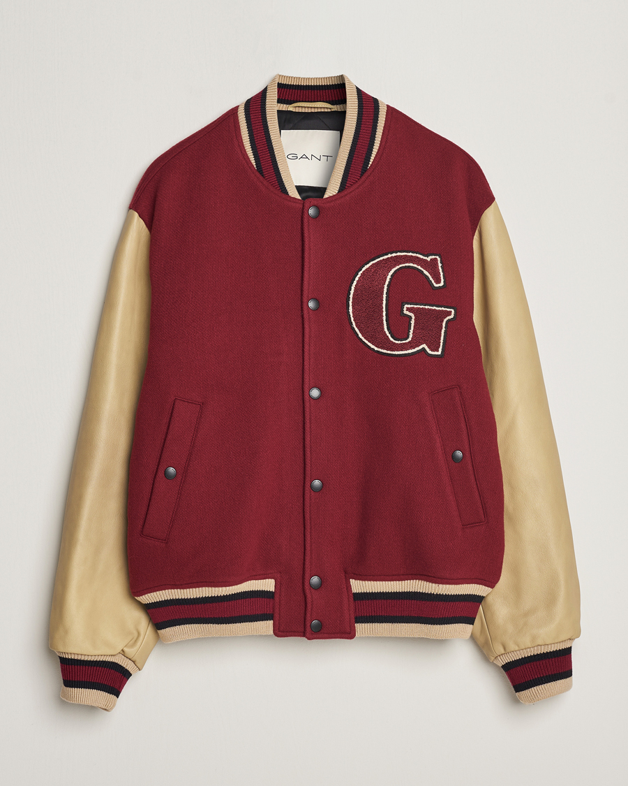 Heren | Jassen | GANT | Padded Varsity Jacket Red/Beige