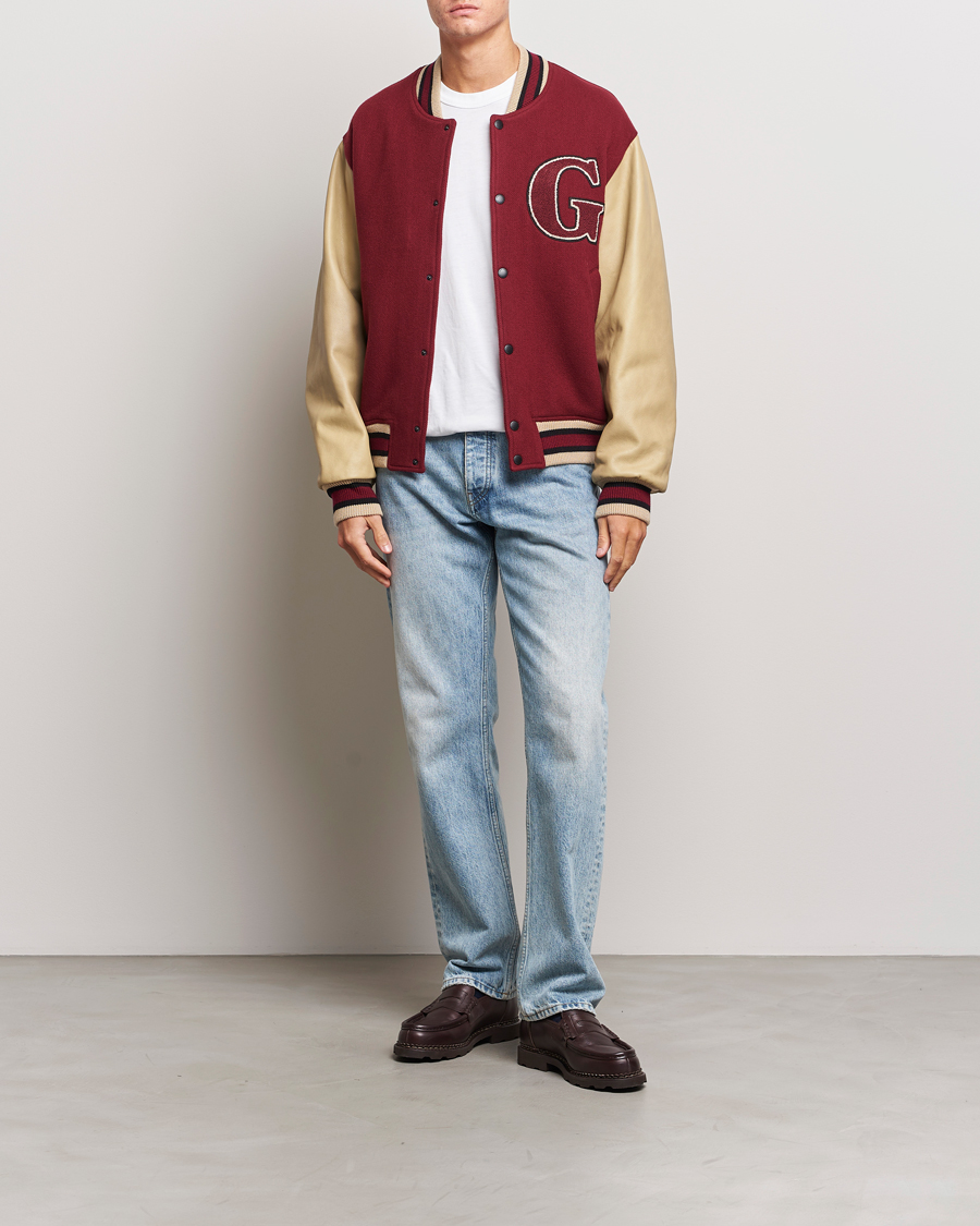 Heren | Jassen | GANT | Padded Varsity Jacket Red/Beige