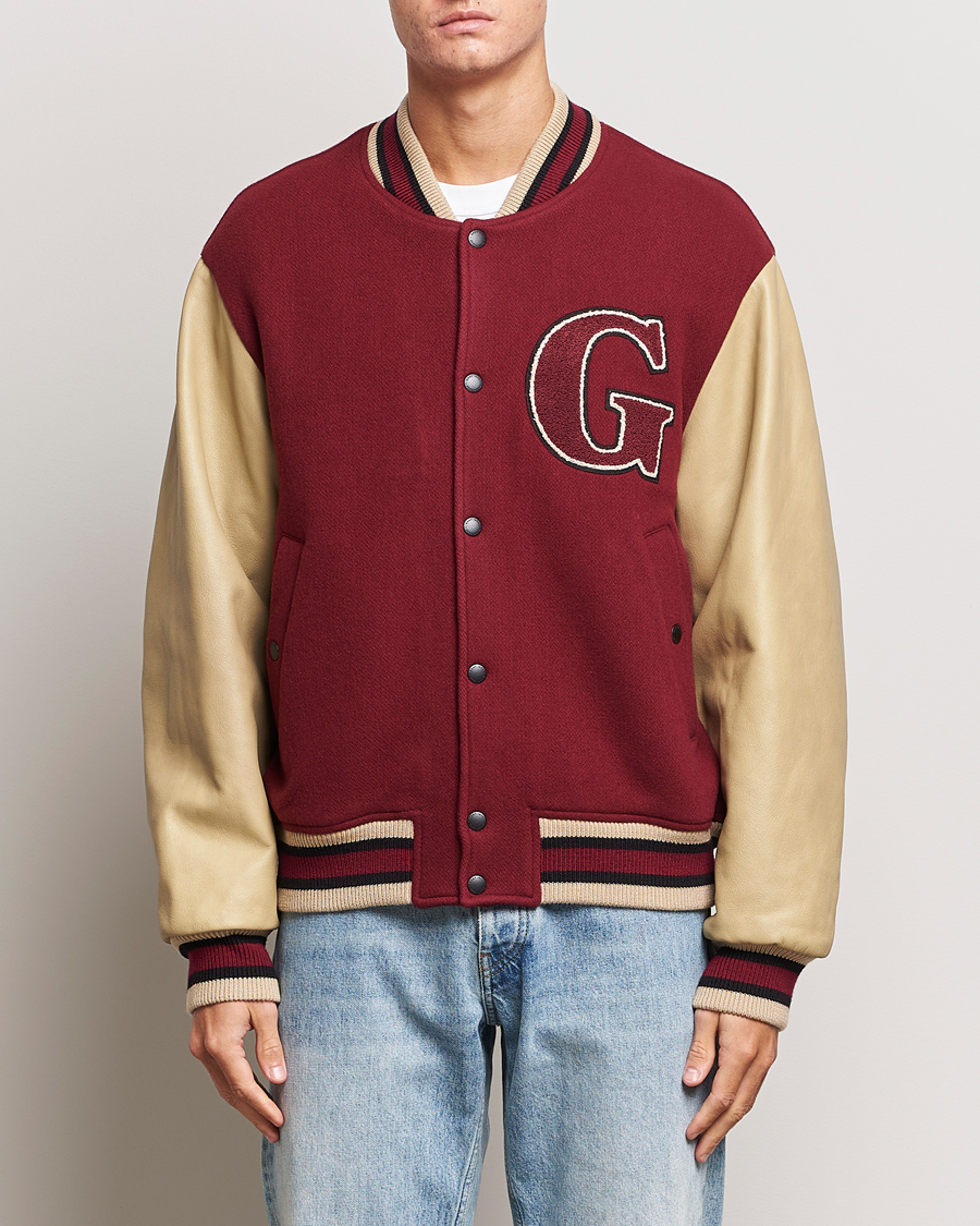 Heren | Jassen | GANT | Padded Varsity Jacket Red/Beige