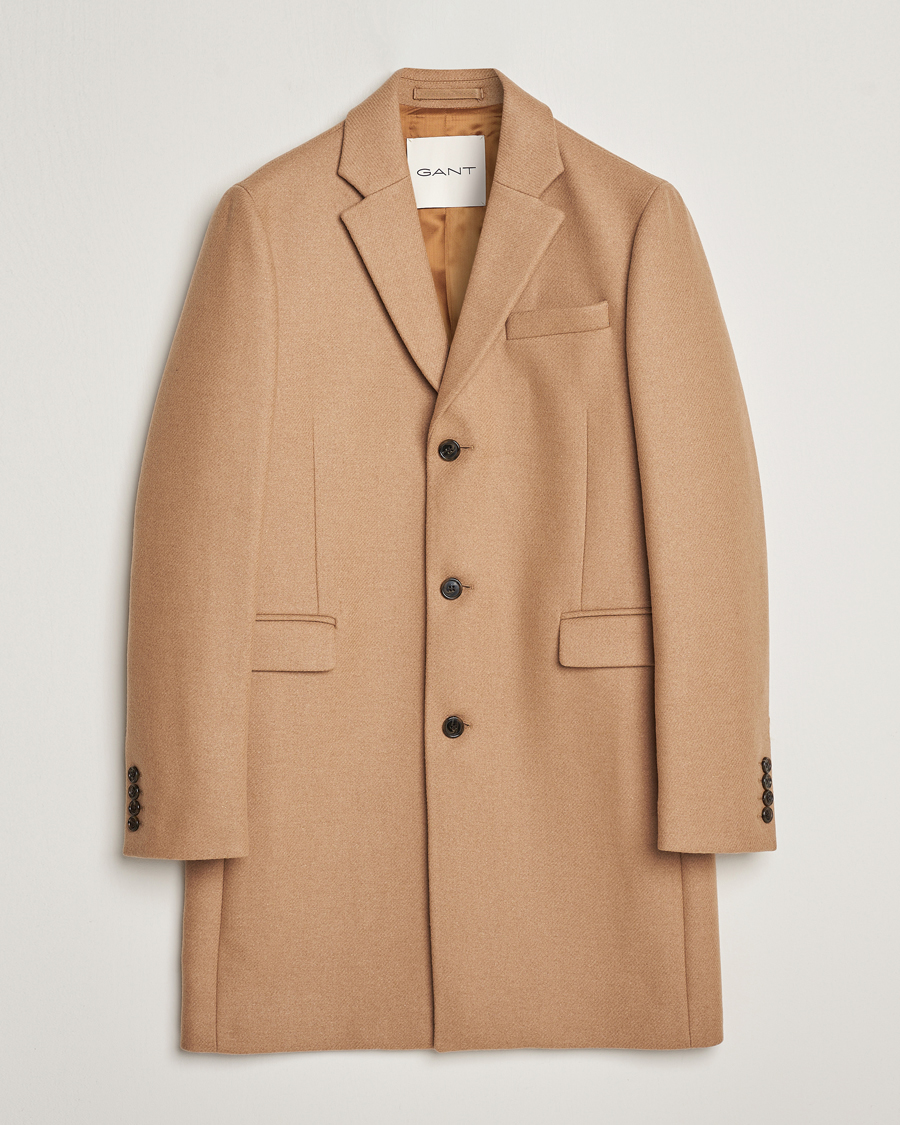 Heren | Jassen | GANT | Tailored Wool Coat Mustard Beige