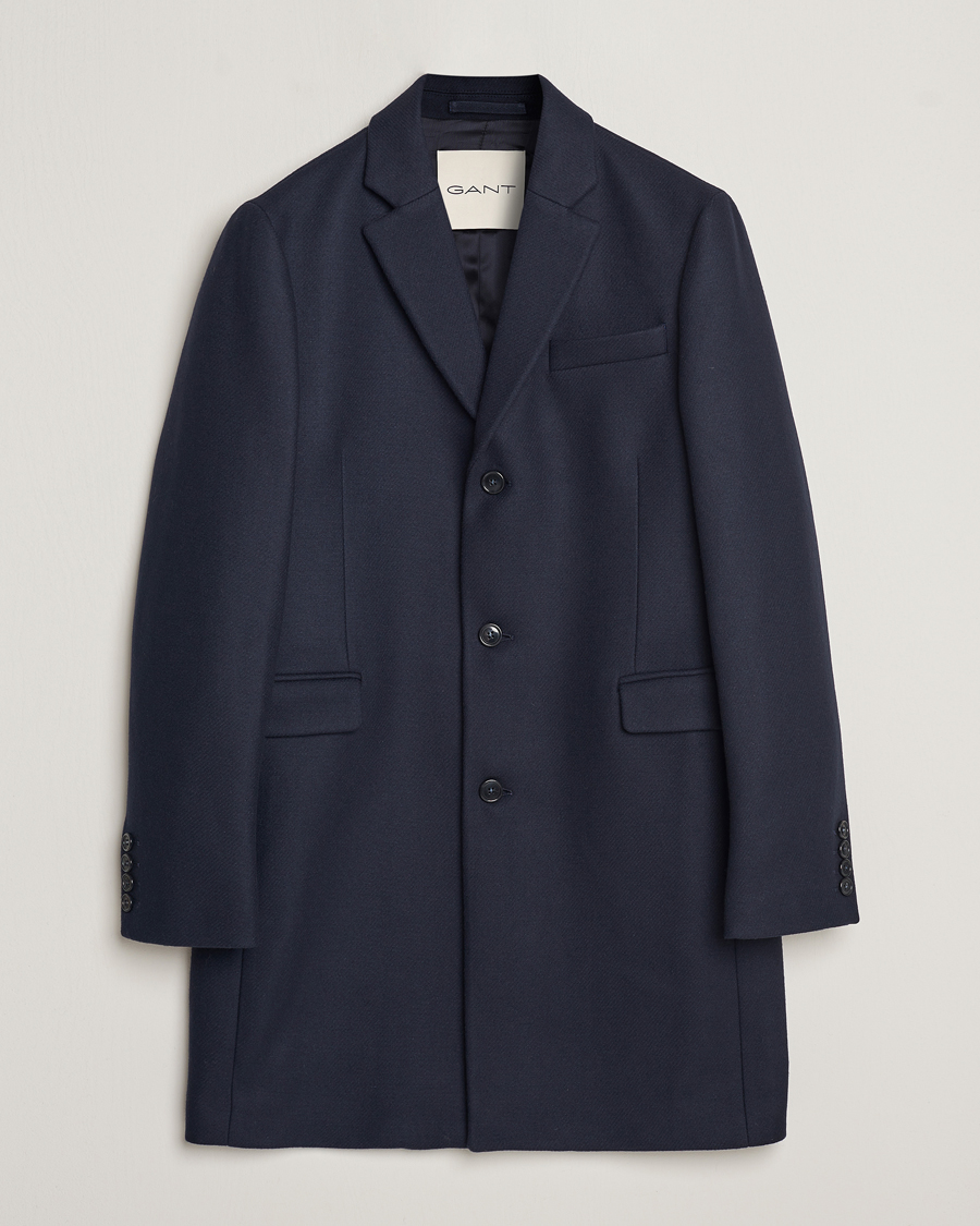 Heren | GANT | GANT | Tailored Wool Coat Night Blue