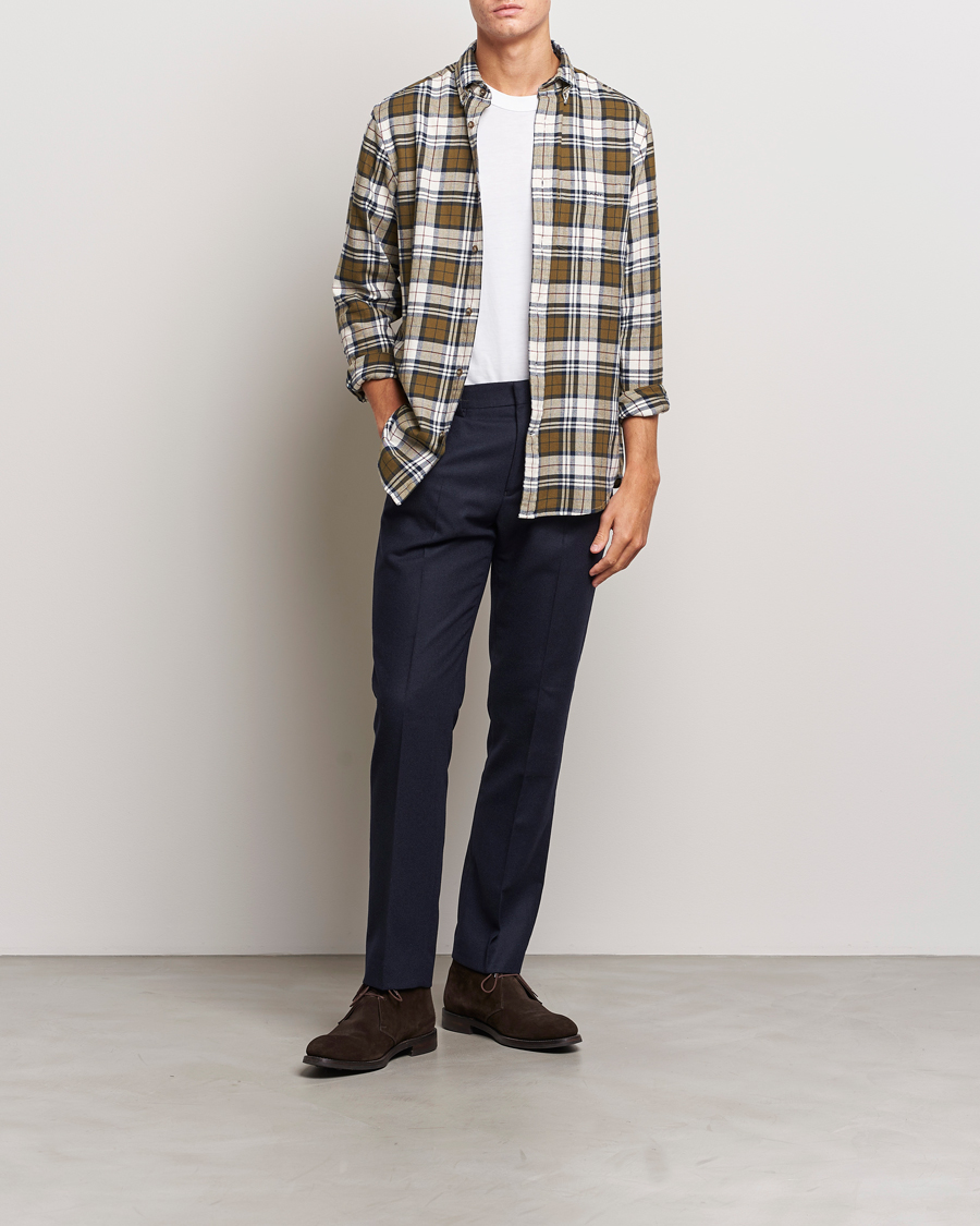 Heren | Broeken | GANT | Slim Flannel Pants Evening Blue