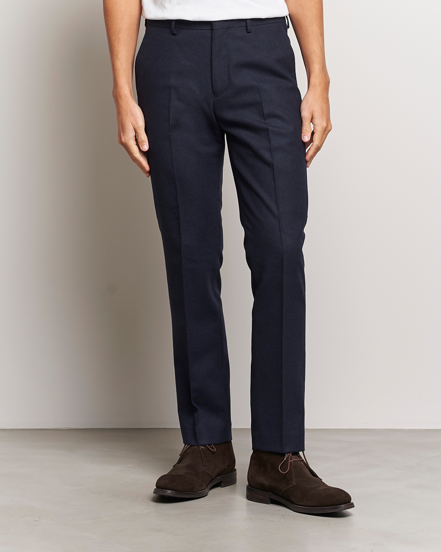 Heren | Broeken | GANT | Slim Flannel Pants Evening Blue