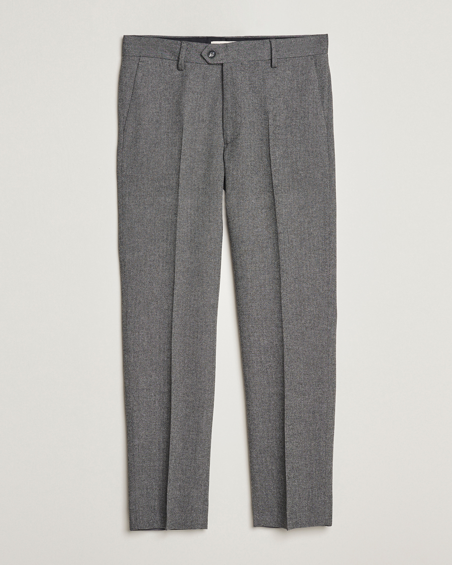 Heren | Broeken | Gant | Tapered Herringbone Wool Pants Black