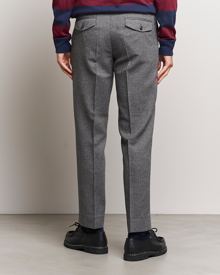 Heren | Broeken | GANT | Tapered Herringbone Wool Pants Black