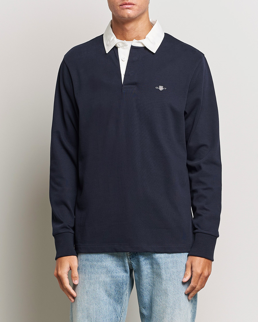 Heren | Rugbyshirts | GANT | Reg Shield Heavy Rugger Evening Blue