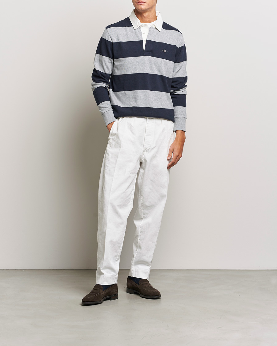 Heren | Truien | GANT | Barstriped Rugger Grey/Navy