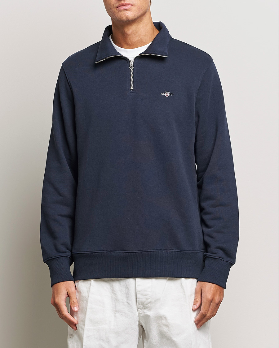 Heren | Truien | GANT | Original Shield Half Zip Sweater Evening Blue