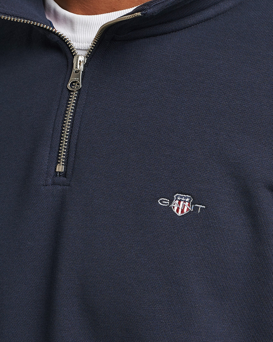 Heren | Truien | GANT | Original Shield Half Zip Sweater Evening Blue