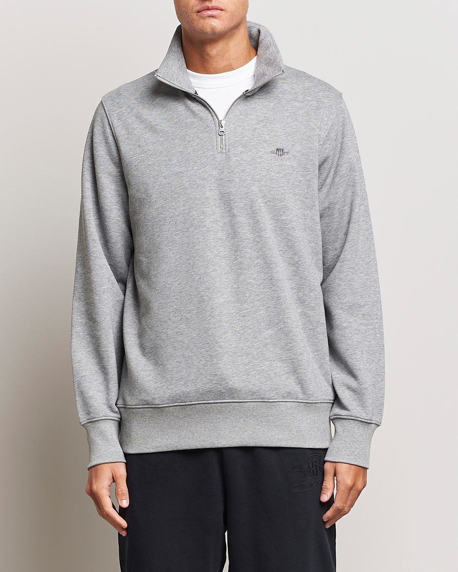 Heren | Half-zip | GANT | Original Shield Half Zip Sweater Grey Melange