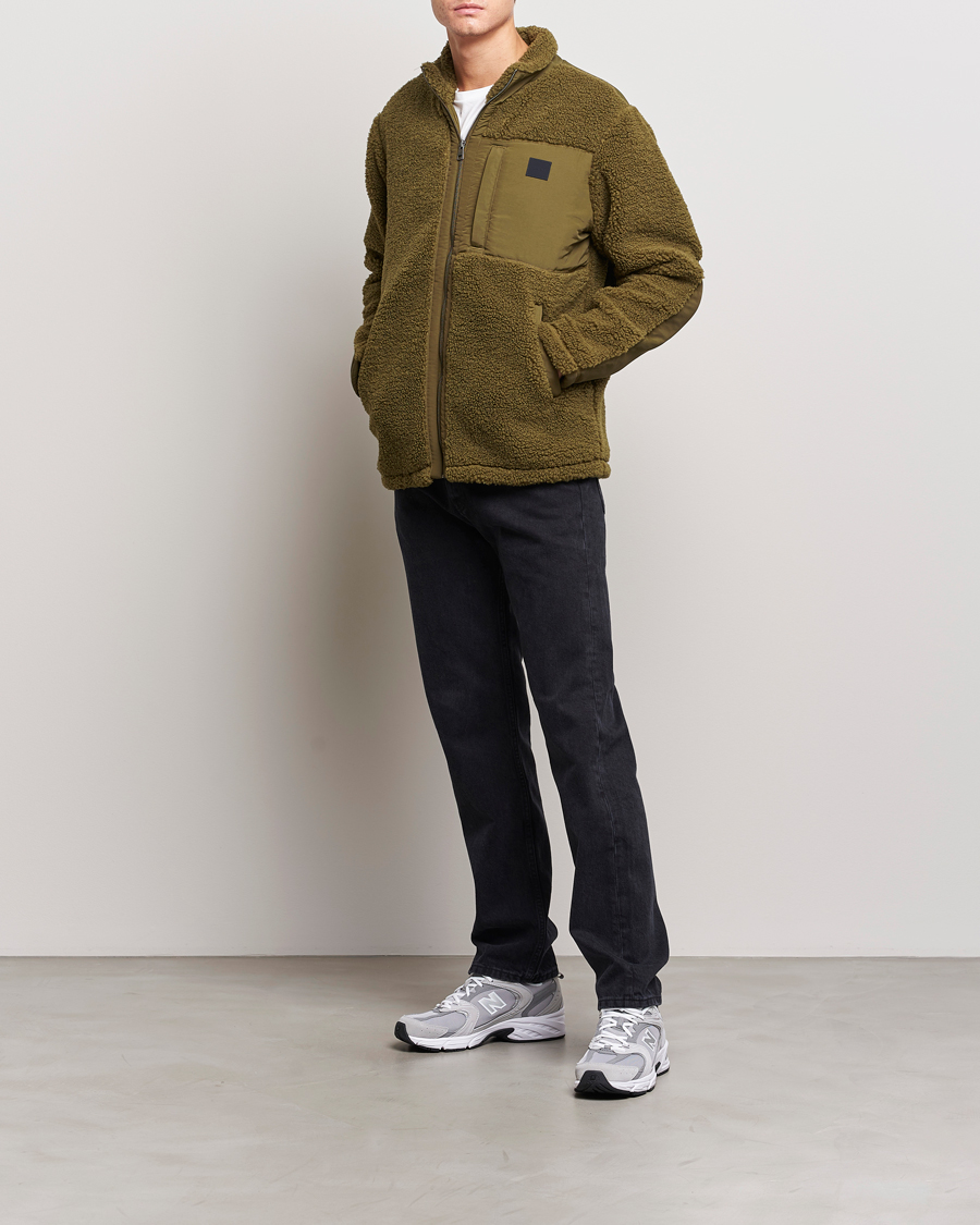 Heren | Truien | GANT | Sherpa Fleece Full Zip Dark Cactus