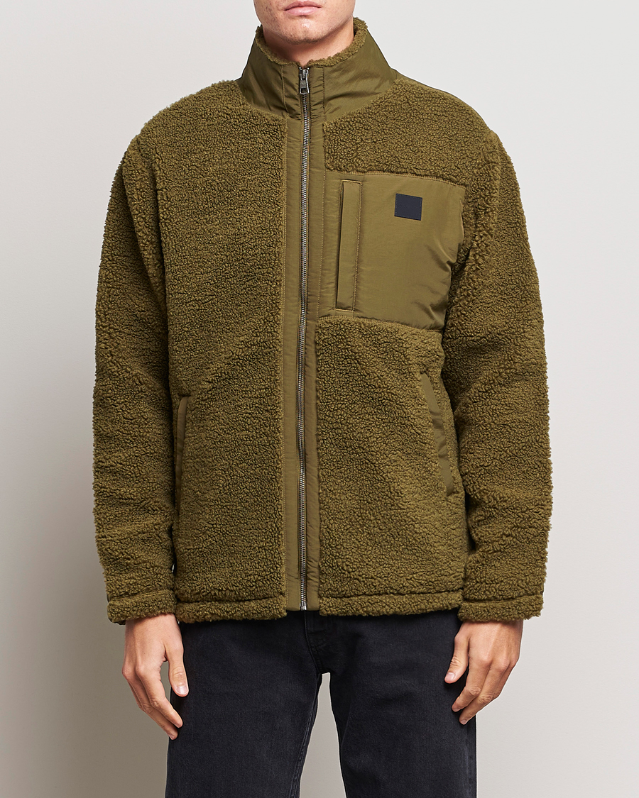 Heren | Truien | GANT | Sherpa Fleece Full Zip Dark Cactus