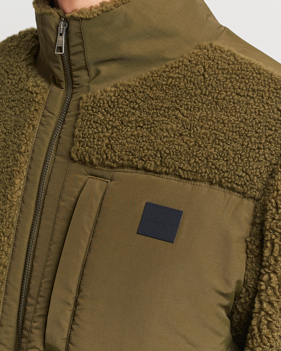 Heren | Truien | GANT | Sherpa Fleece Full Zip Dark Cactus