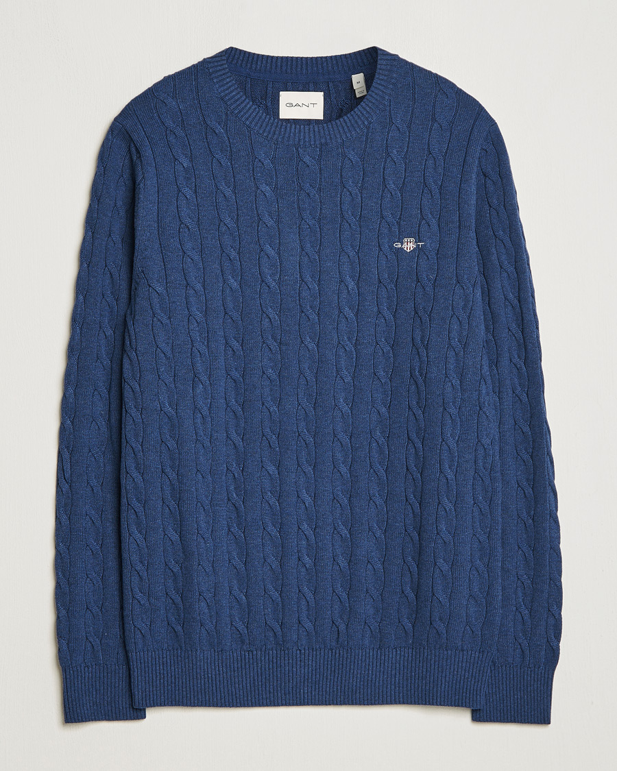 Heren | Truien | GANT | Cotton Cable Crew Neck Pullover Marine Melange