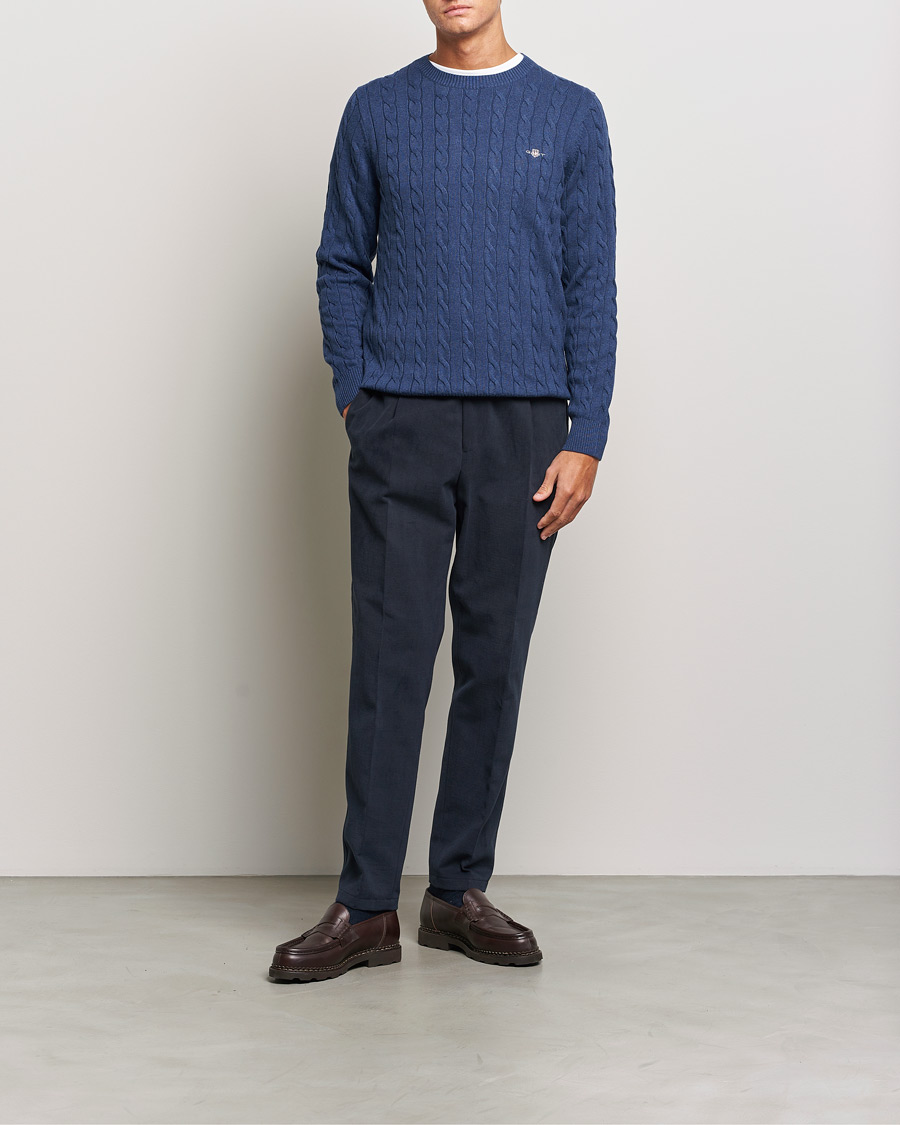 Heren | Truien | GANT | Cotton Cable Crew Neck Pullover Marine Melange