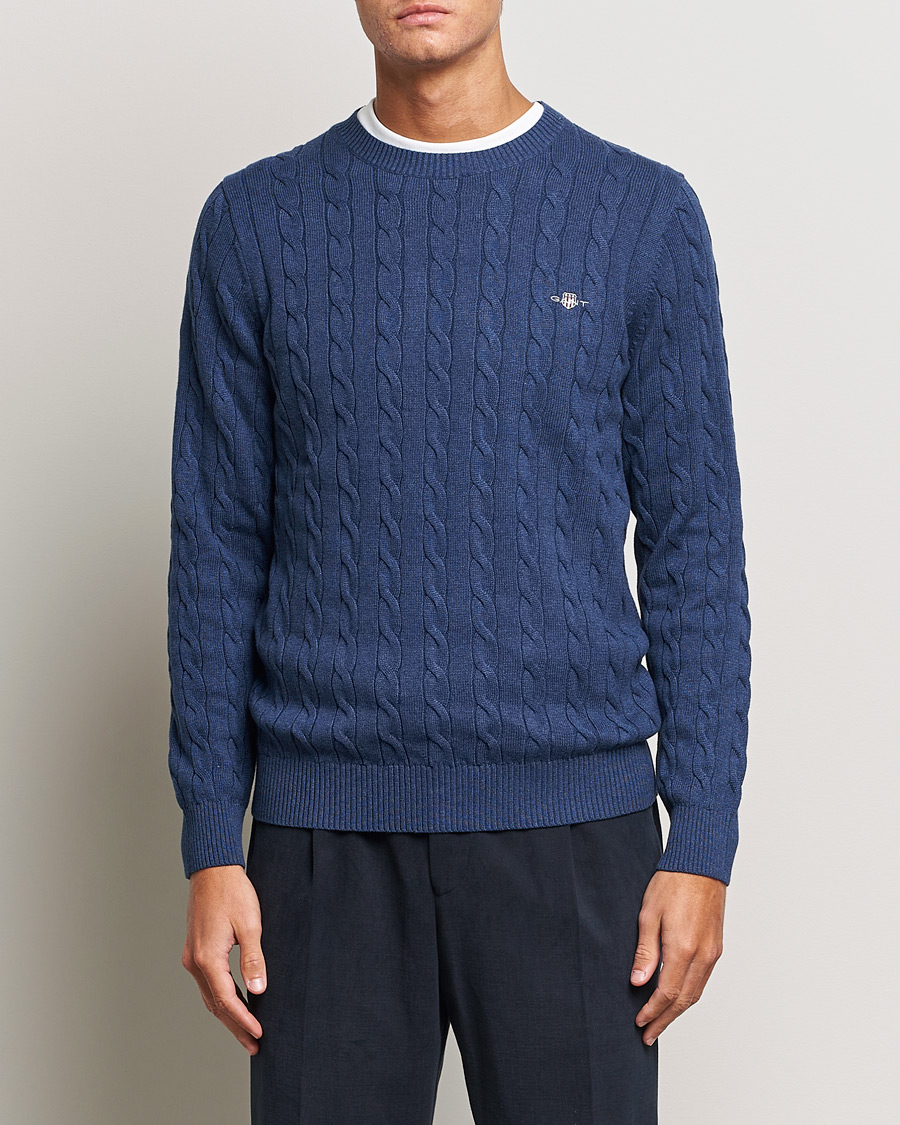 Heren | Truien | GANT | Cotton Cable Crew Neck Pullover Marine Melange