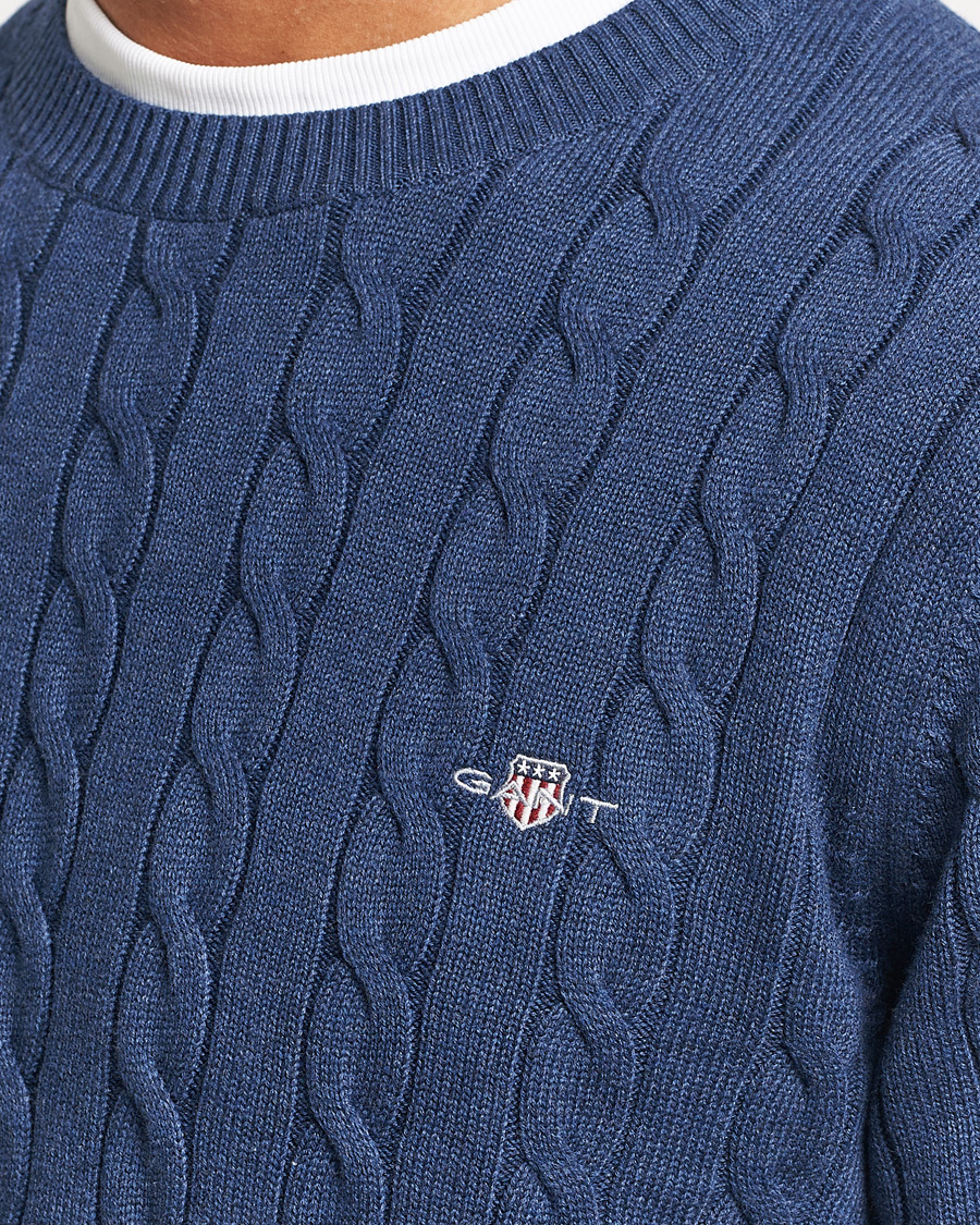 Heren | Truien | GANT | Cotton Cable Crew Neck Pullover Marine Melange