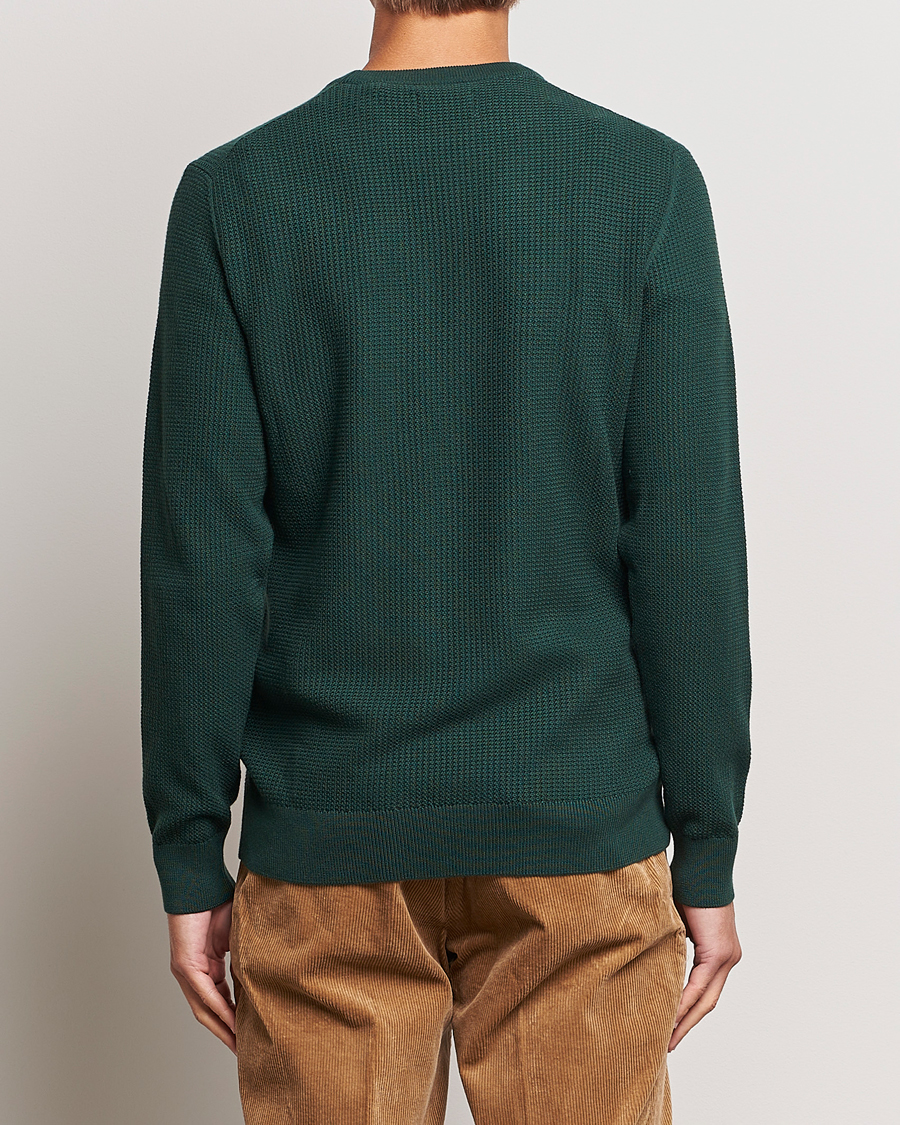 Heren | Truien | GANT | Cotton Micro Textured Crew Neck Tartan Green