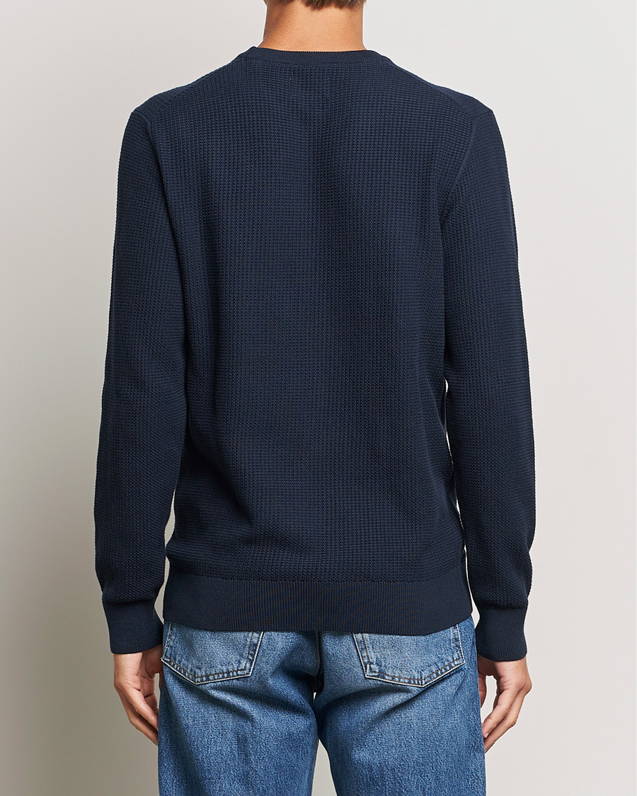 Heren | Truien | GANT | Cotton Micro Textured Crew Neck Evening Blue
