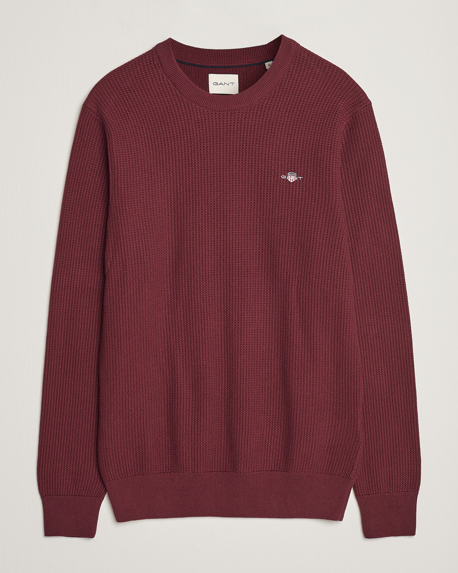 Heren | Truien | GANT | Cotton Micro Textured Crew Neck Red Shadow