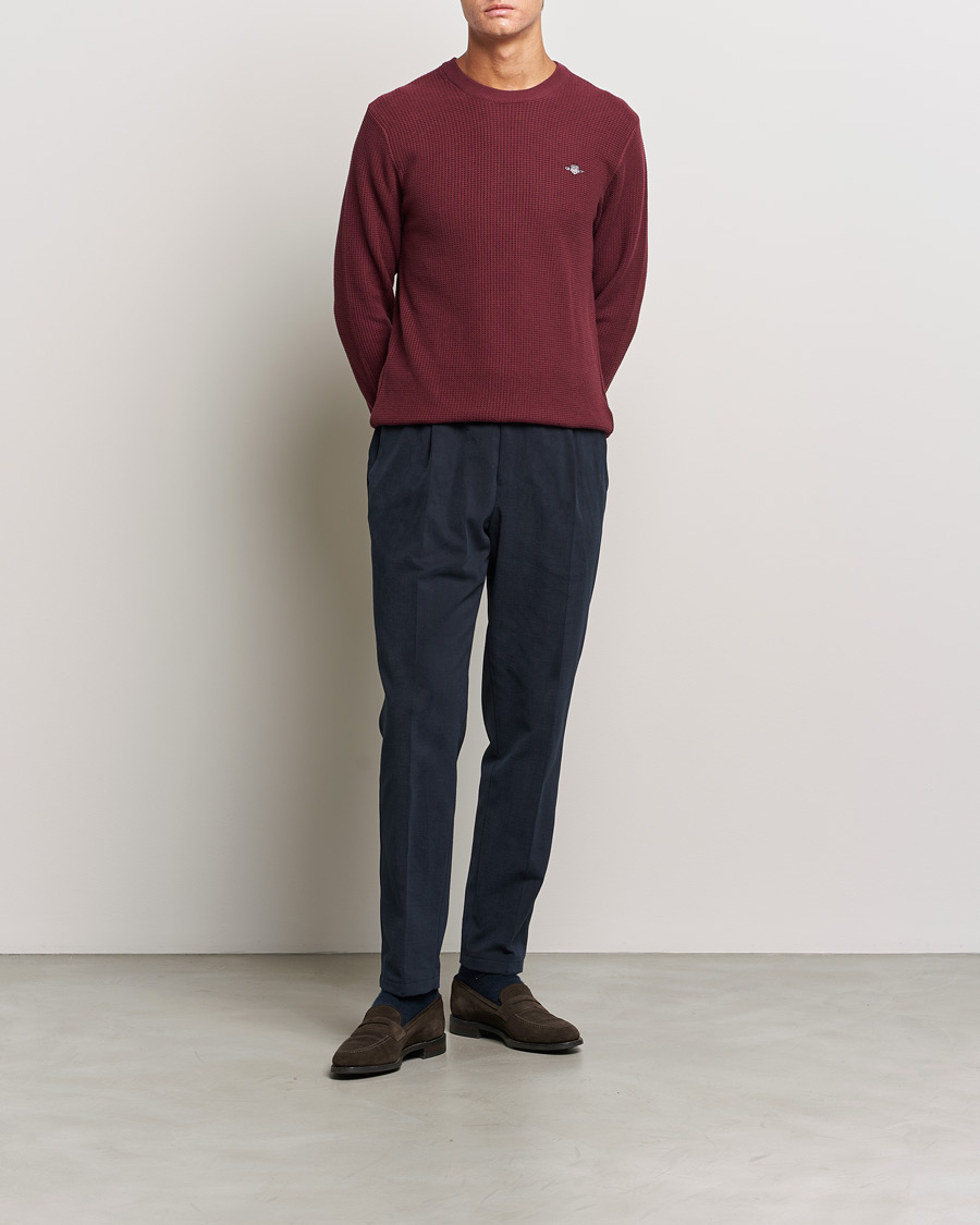 Heren | Truien | GANT | Cotton Micro Textured Crew Neck Red Shadow