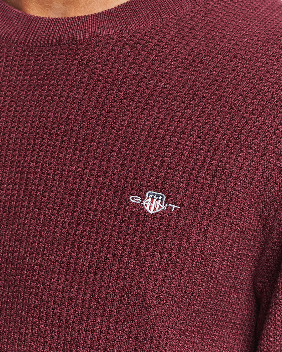 Heren | Truien | GANT | Cotton Micro Textured Crew Neck Red Shadow