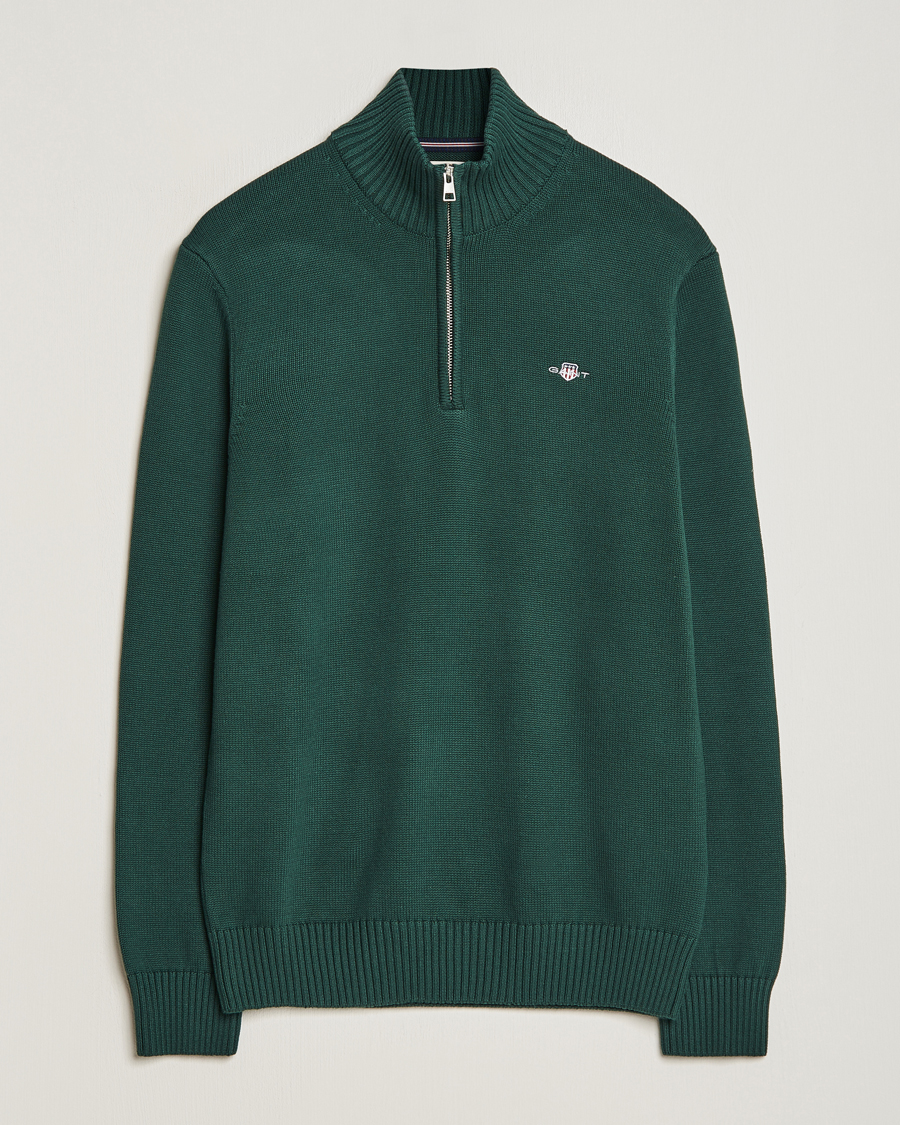 Heren | Truien | GANT | Cotton Half Zip Tartan Green