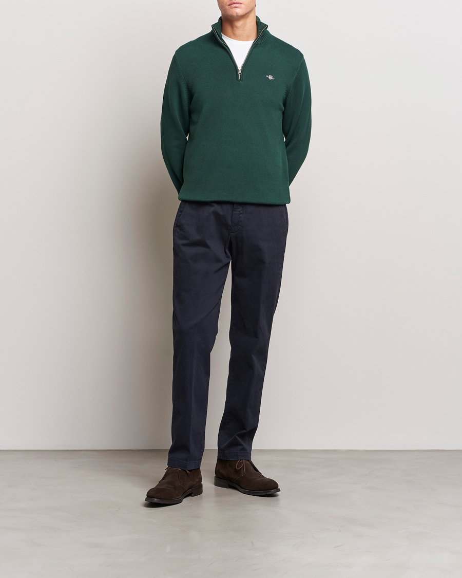 Heren | Truien | GANT | Cotton Half Zip Tartan Green