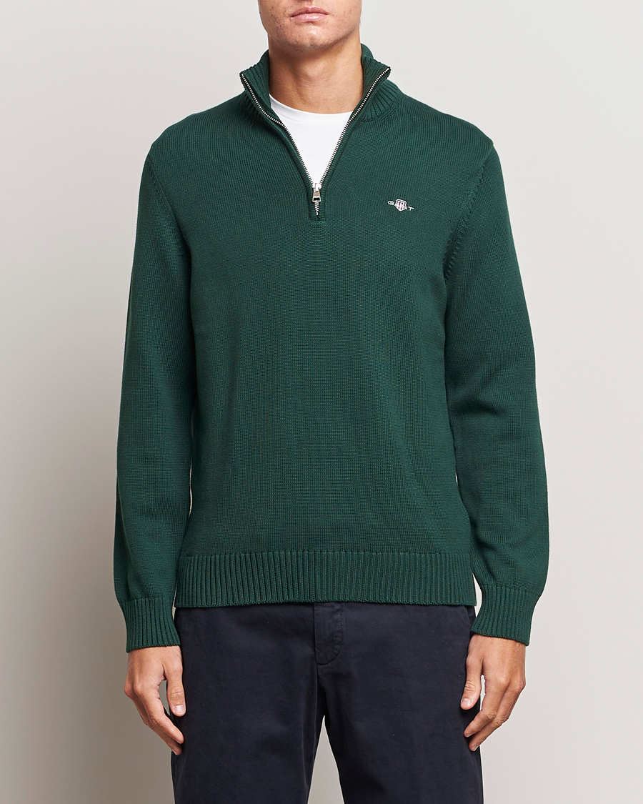 Heren | Truien | GANT | Cotton Half Zip Tartan Green