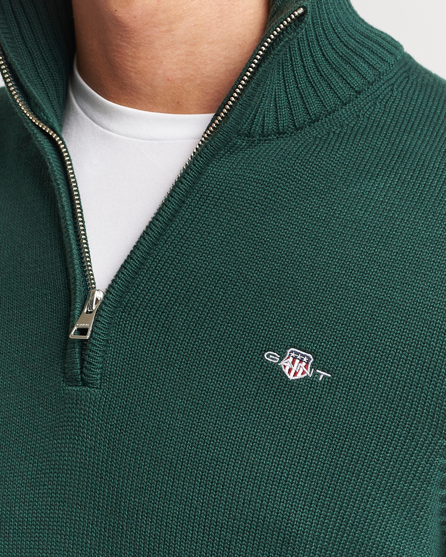 Heren | Truien | GANT | Cotton Half Zip Tartan Green