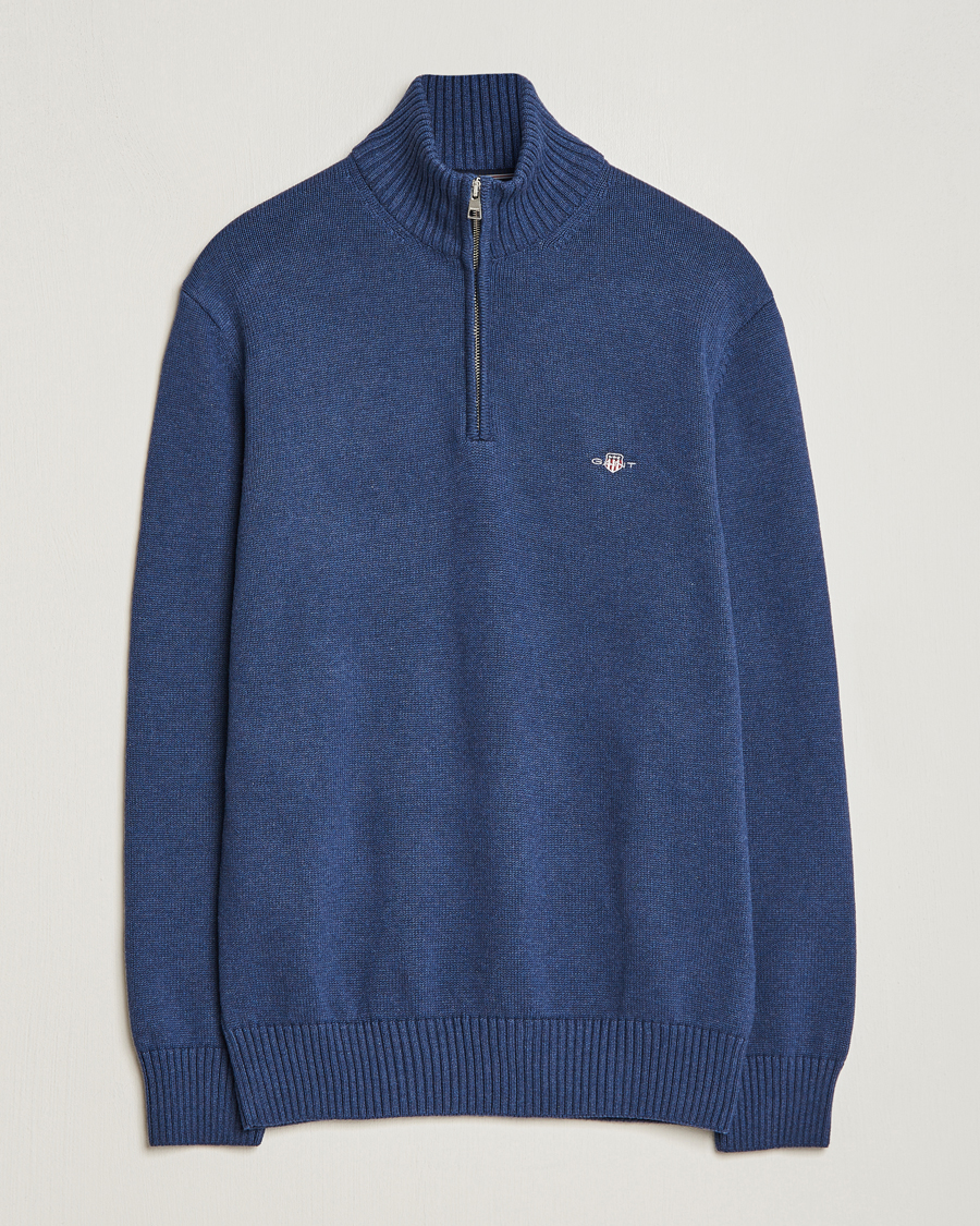 Heren | Truien | GANT | Cotton Half Zip Marine Melange