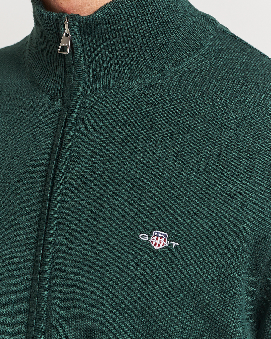 Heren | Truien | GANT | Cotton Full Zip Tartan Green