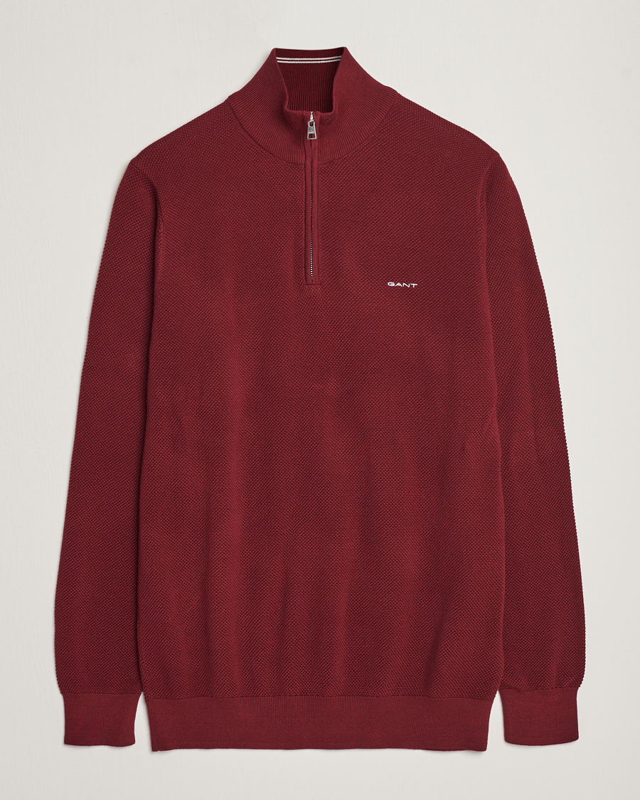Heren | Truien | GANT | Cotton Pique Half Zip Plumped Red