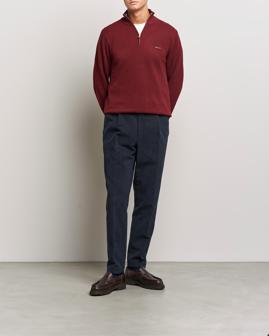 Heren | Truien | GANT | Cotton Pique Half Zip Plumped Red