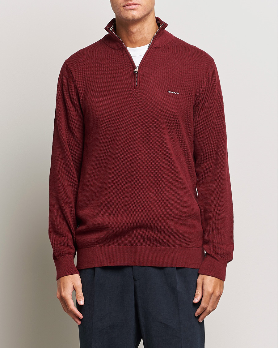 Heren | Truien | GANT | Cotton Pique Half Zip Plumped Red