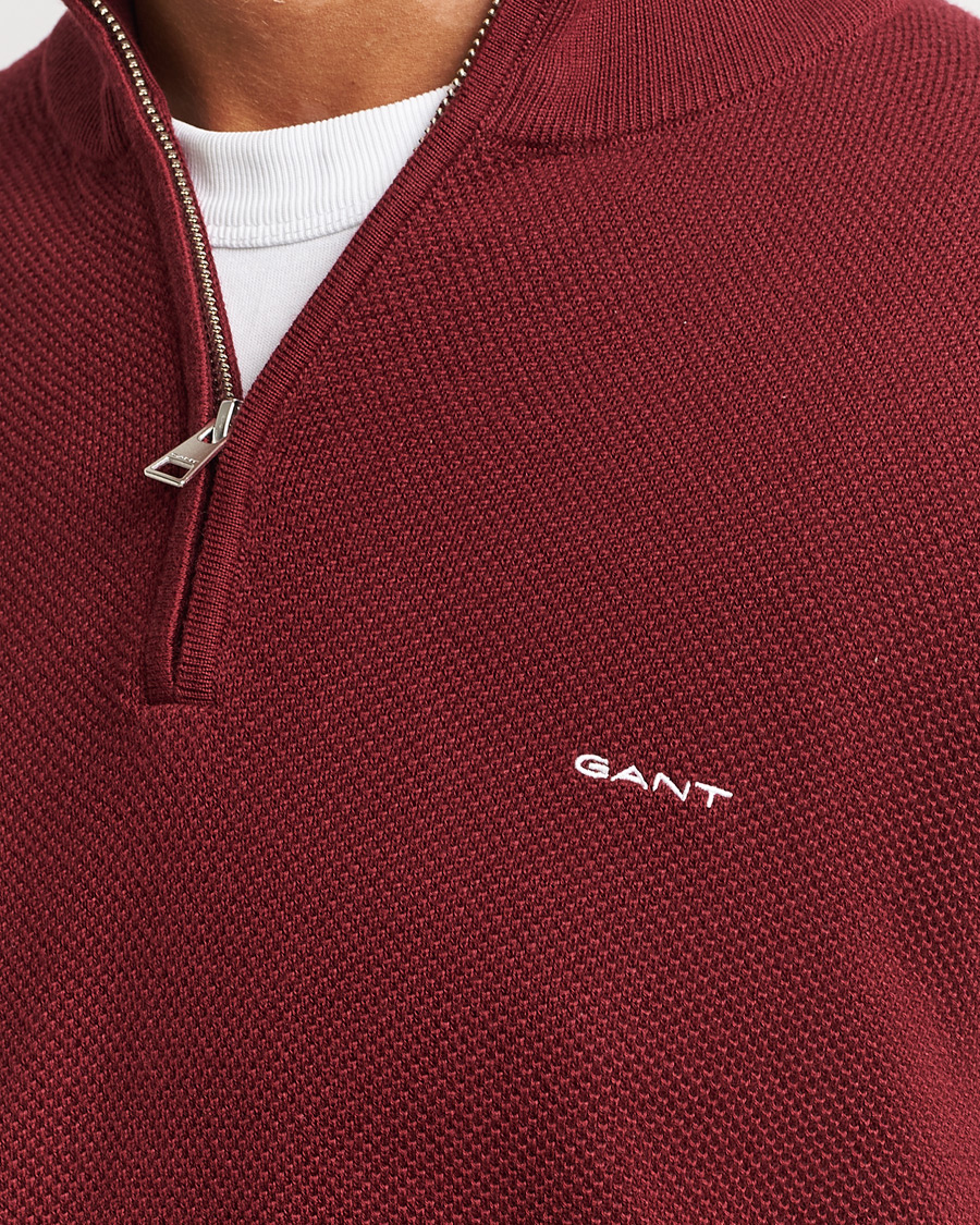 Heren | Truien | GANT | Cotton Pique Half Zip Plumped Red