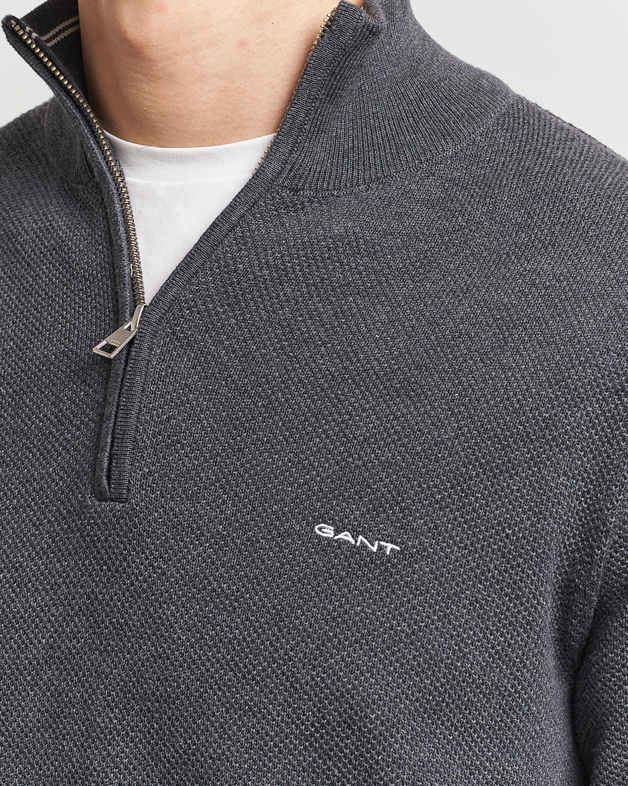Heren | Truien | GANT | Cotton Pique Half Zip Antracite