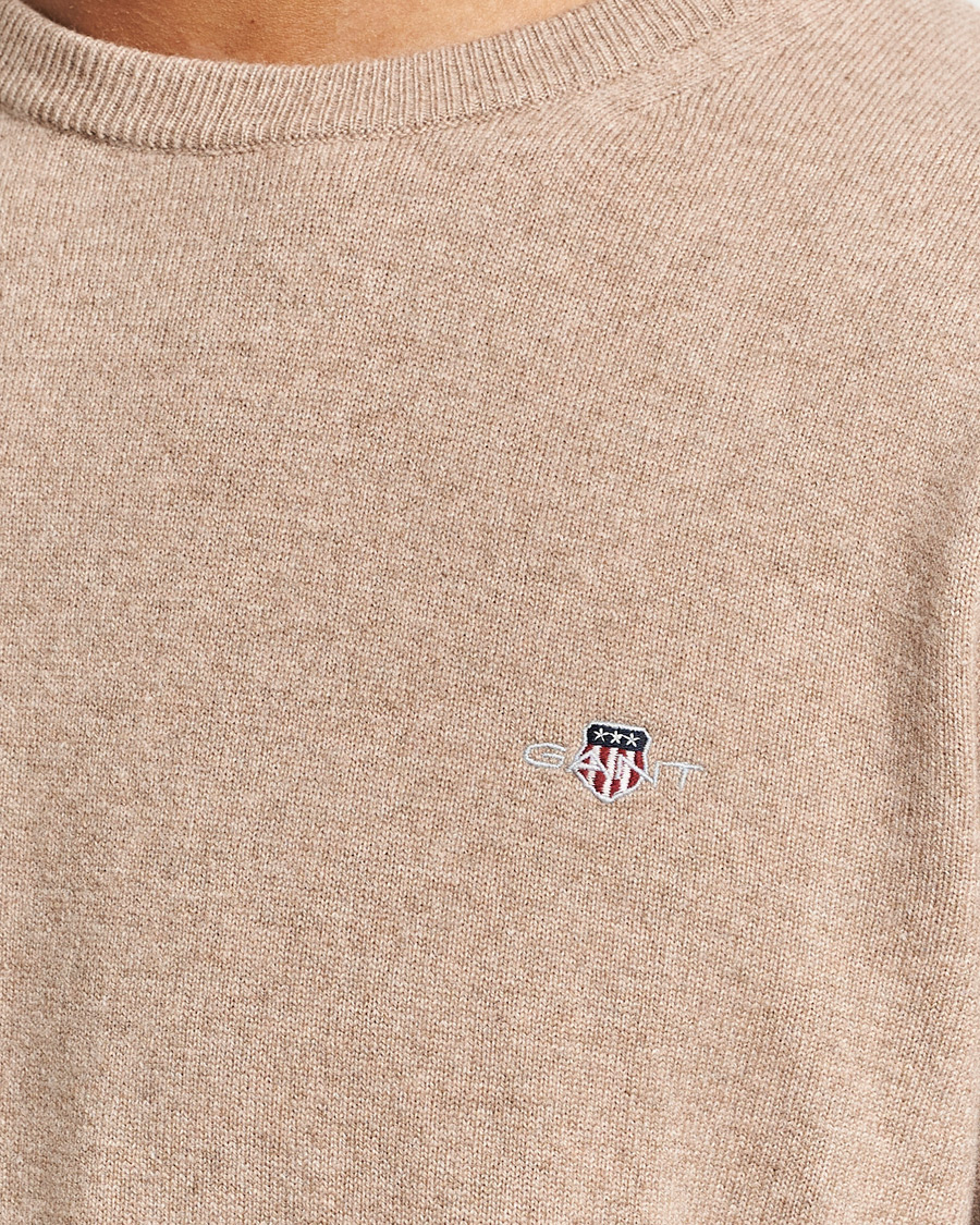 Heren | Truien | GANT | Lambswool Crew Neck Pullover Dark Sand