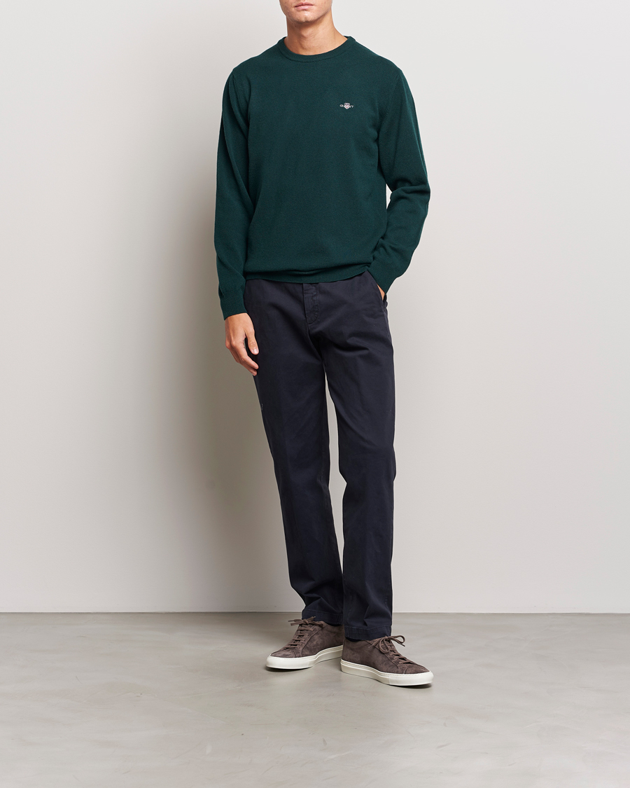 Heren | Truien | GANT | Lambswool Crew Neck Pullover Tartan Green