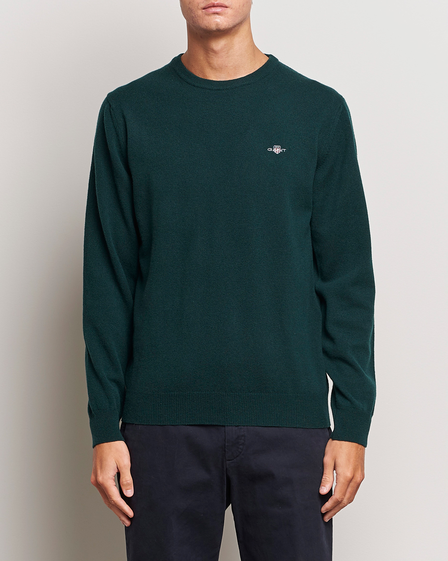 Heren | Truien | GANT | Lambswool Crew Neck Pullover Tartan Green