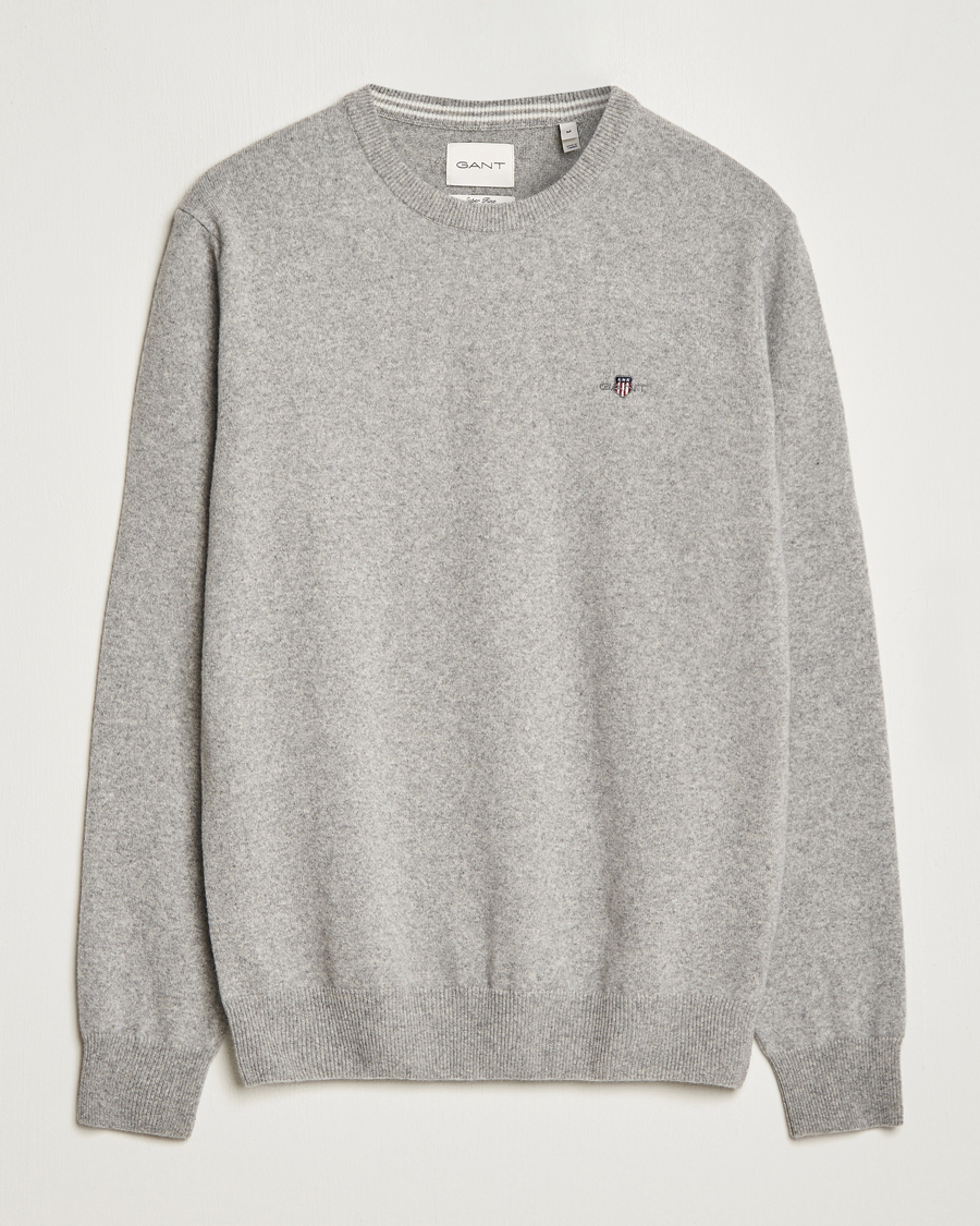 Heren | Truien | GANT | Lambswool Crew Neck Pullover Grey Malange