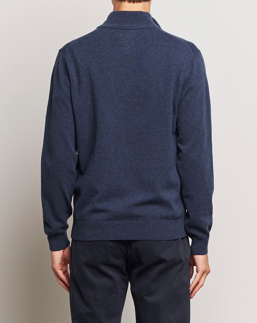 Heren | Truien | GANT | Lambswool Half Zip Dark Navy Melange