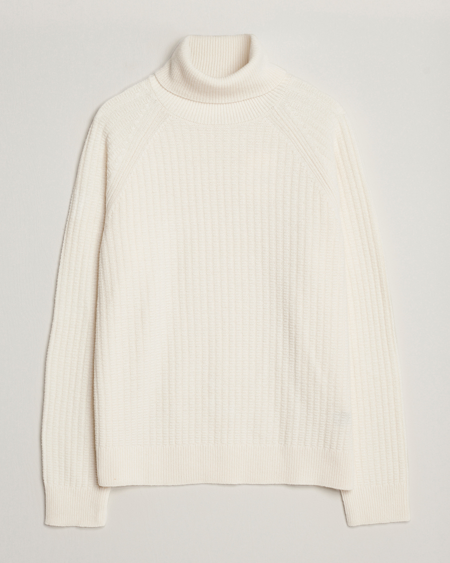 Heren | Truien | GANT | Lambswool Textured Rollneck Cream