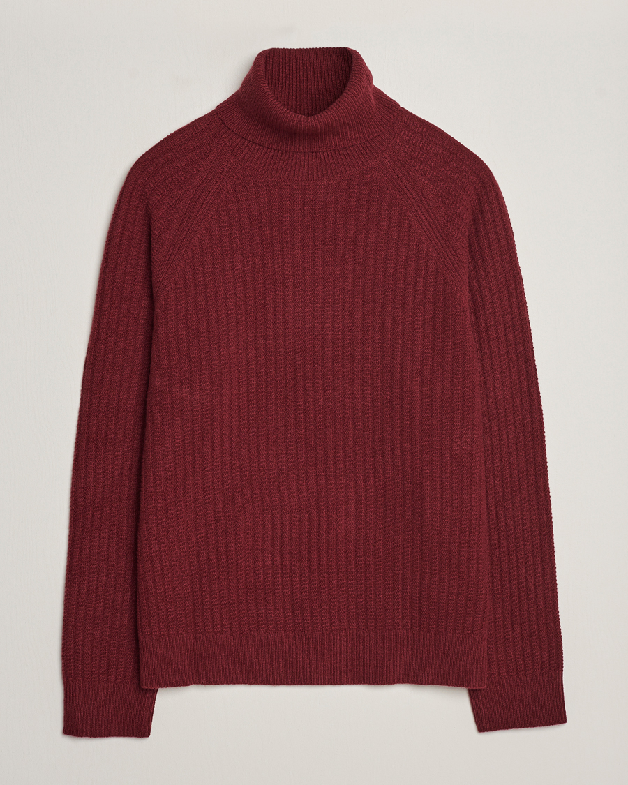 Heren | Truien | GANT | Lambswool Textured Rollneck Plumped Red