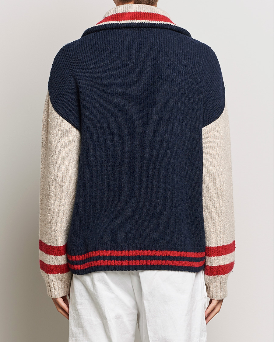 Heren | Truien | GANT | Wool Neps Letter Half Zip Evening Blue