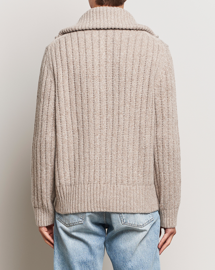 Heren | Truien | GANT | Heavy Structured Knitted Full Zip Light Beige Melange