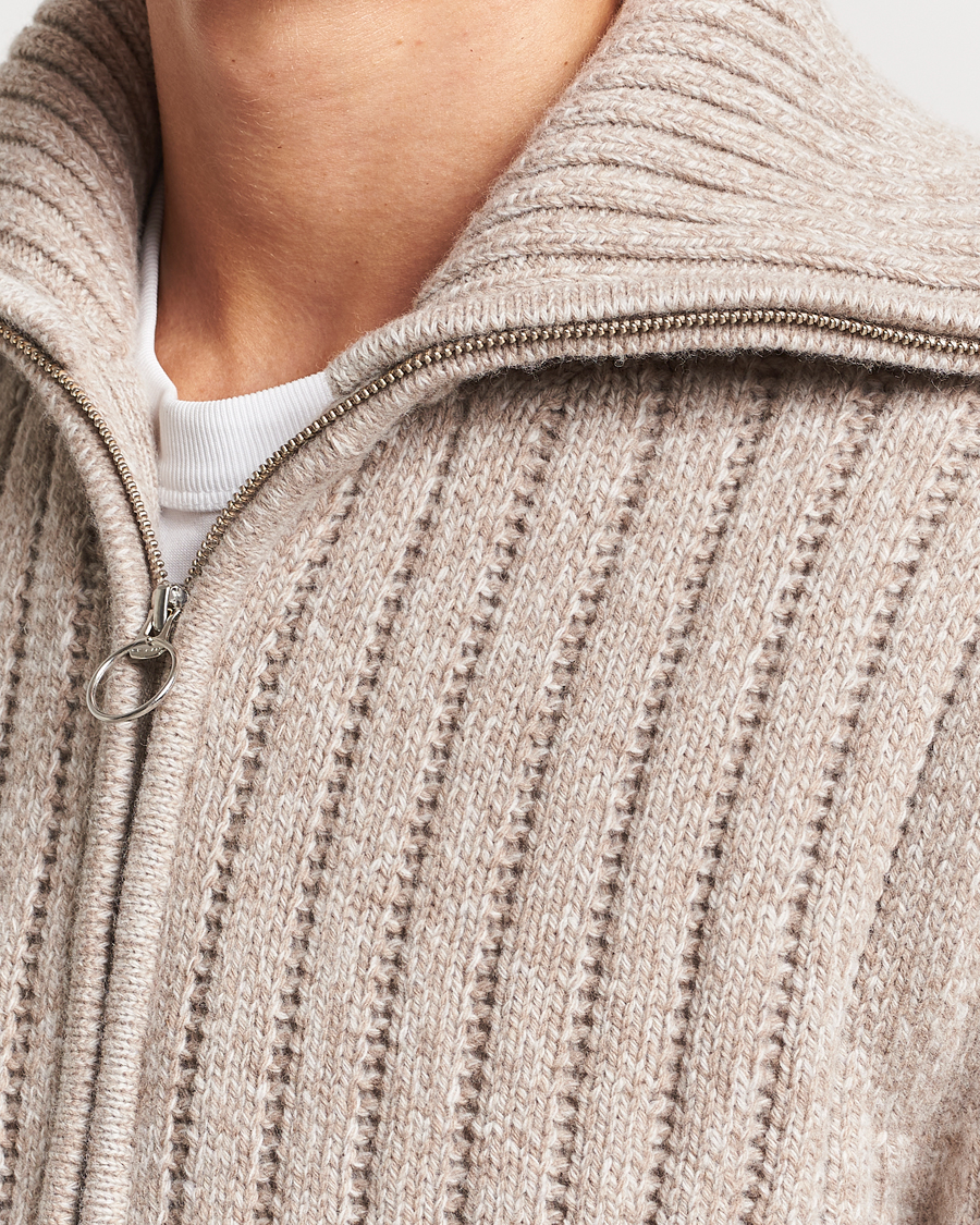 Heren | Truien | GANT | Heavy Structured Knitted Full Zip Light Beige Melange